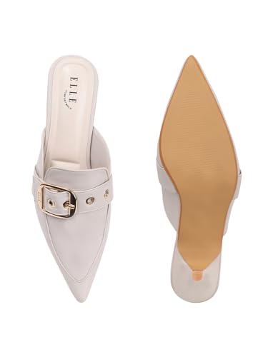 Image of ELLE Women Elegant Buckle Kitten Heel Slip-On Mule