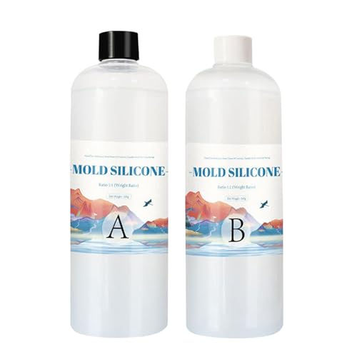 Silicona para Moldes Translúcida 1:1, 500g No Tóxica y Rápida Ideal para Moldes de Resina, Cera, Yeso, Cemento