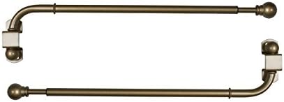 Versailles Home Fashions Pair of Swing Arm with Ball Finial, 24 by 38-Inch, Antique Brass