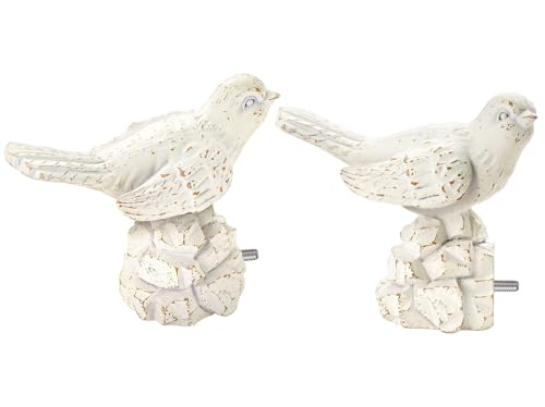KVEEO 1 or 7/8 Inch Bird-Shaped Decorative Finials for Curtain Rods White Curtain Rod Ends Metal Curtain Rod Finials Ends Easy to Install Set of 2 Rod End