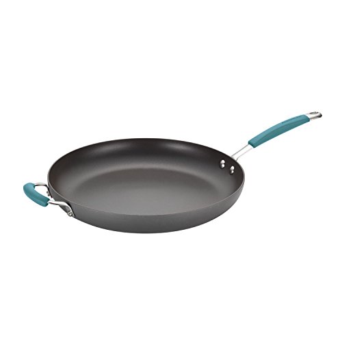 Rachael Ray 87642 Cucina Hard Anodized Nonstick Skillet with Helper Handle, 14 Inch Frying Pan, Gray/Agave Blue by Rachael Ray - Used condition - US$39.83