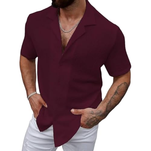 Image of COMBRAIDED Men's Regular Fit Cotton Blend Shirts | Half Sleeve Solid Pattern | Casual Wear for Everyday Style