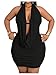 Floerns Women's Plus Size Going Out Halter Dress Deep V Cowl Neck Date Night Bodycon Mini Dresses Black 3X-Large Plus