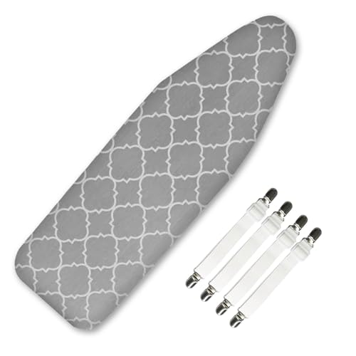 Ironing Board Cover with 5mm Foam Ironing Table Cover 100% Cotton Material Scorch & Stain-Resistant Iron Table Cover Heat Resistant Non Slip Foldable Light Weight