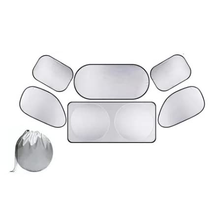 Lot de 6 Pare soleil de Pare brise de Voiture, Kit de Pare soleil de Voiture Pliable pour Vitres Avant Avec Revêtement Argenté, pour la Protection UV et Solaire, pour la Plupart des Accessoires