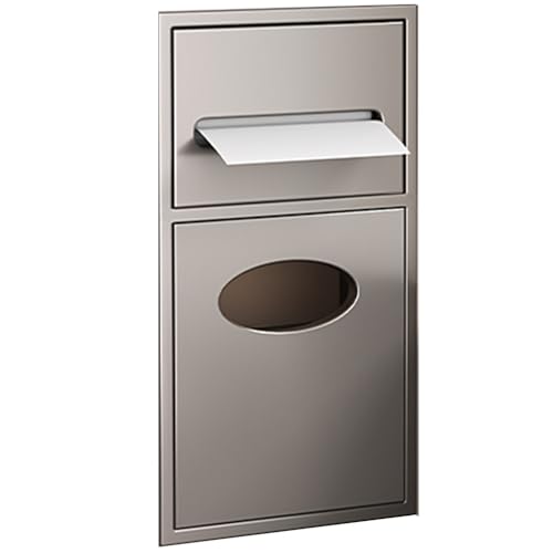 Waterproof Stainless Steel Recessed Shower Storage Cabinet Built-in Organizer with Toilet Paper Holder Trash Caddy for Bathroom Living
