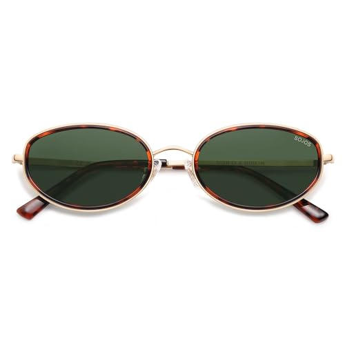SOJOS Polarized SJ1248 Oval - Brown Tortoise/Green