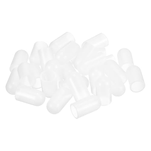 Image of uxcell 28Pcs Silicone End Caps, 12mm(15 /32 inch) ID 20mm(25 /32 inch) Height Round Rubber Elastic Screw Thread Protectors Soft Flexible Screw Bolt Covers Caps for Metal Tube Rod Bolt, Clear