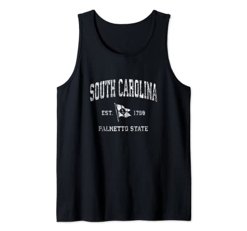 South Carolina SC Vintage Nautica Barca Ancora Bandiera Sport Canotta