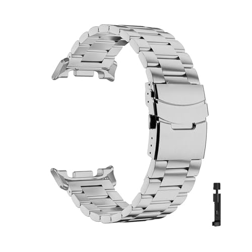 [PLYYQZM] �ɍ��� Sam su ng Galaxy Watch 8 40mm 44mm 8Classic 46mm Galaxy Ultra 2025 47mm �o���h�����p�u���X���b�g�p�`�^�������X�g���b�v�ɓK��(Silver,For Watc