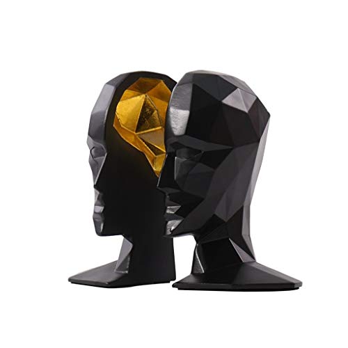 CXJJ Moderne Décoration, Masque de caractère créatif Bookends, Bibliothèque d'étude Sculpture Abstraite Oeuvre d'art Décoration, Statue Moderne (Noir) Bureau Chambre à Domicile Salon