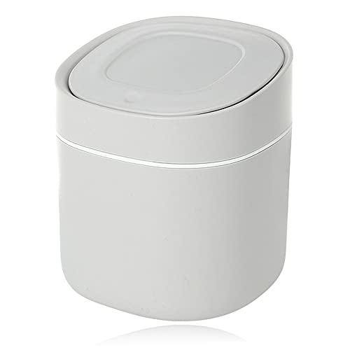 ACONDE Table Trash Can, Desktop Trash Can with Lid, Mini Cosmetic Bin, Used for Bathroom Kitchen, Office, Portable Lid Removable, Grey
