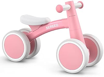 SEREED Bicicleta sin Pedales para Niños a Partir de 1 Año, Juguete Infantil para Bebés de 12 a 24 Meses, Primera Bicicleta con 4 Ruedas para Niños y Niñas, Regalo de Primer Cumpleaños para Bebé