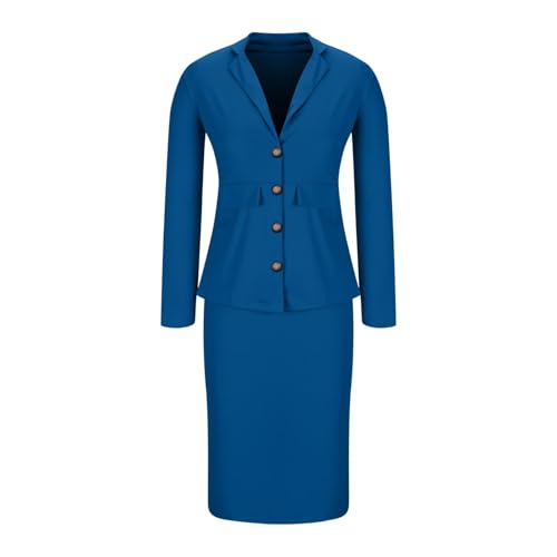 Women's 2 Piece Suit Skirt Set Dressy Business Suit Casual Long Sleeve Blazer Jacket and Pencil Skirt Work Sets2
