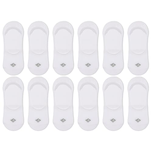 Sperry Women's Solid Sneaker Liners with Arch Support 12 Pair Pack, White, Women's Shoe Size 4-10