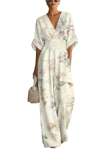 Combinaison formelle pour femme en lin motif floral abstrait haut de gamme