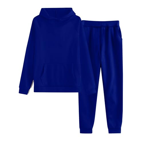 Boys Girls 2 Piece Outfit Fall Long Sleeve Hooded Sweatshirt Jogger Pants with Pockets Kids Active Tracksuit Sweatsuit Set