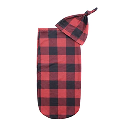 Image of Itzy Ritzy Cocoon & Hat Swaddle Set - Swaddle for Newborns Includes Name Announcement Card & Jersey Knit Cocoon & Hat Set, Perfect for Newborn Photography - for 0 to 3 Months (Buffalo Plaid)