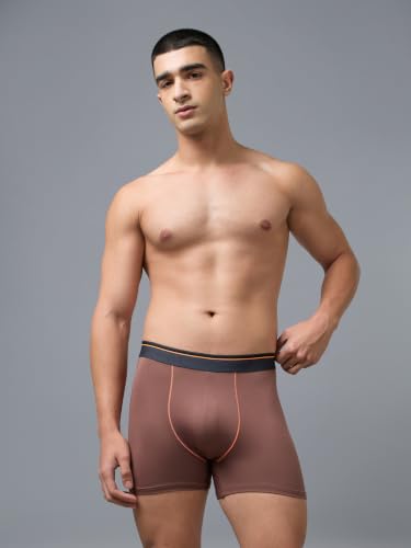 Image of TECHNOSPORT Men's Colorblock Trunks Underwear with ElastoLITE 4 Way Stretch Lightweight Breathable Moisture Wicking Soft Anti Odour Anti Microbial Comfort Fit Boxer Briefs Innerwear for Men