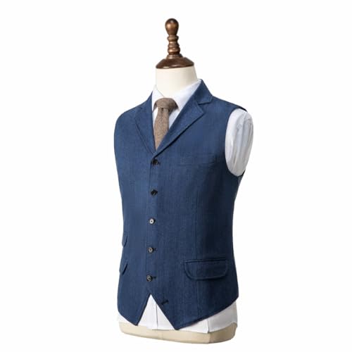 Men's Herringbone Wool Suit Vests Slim Fit Waistcoat Notch Lapel Vintage Casual Vest XS-4XL4