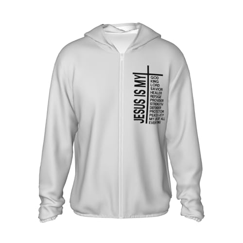 Jesus is My Everything Men's Sun Protection Shirts with Zipper Lightweight SPF Uv Shirt for Fishing Running Hiking,
