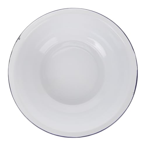 MALUGOGO Palangana Esmaltada Vintage de 36 Cm, Cuenco de Mezcla Blanco Puro, Resistente a Altas Temperaturas, Multiusos para Cocina y Lavado de Verduras, Cuenco Grande para Amasar y Sopa