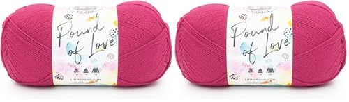 Image of Lion Brand Yarn Pound of Love Yarn, 2 Pack, Cerise