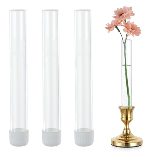 Glasseam 3 Pcs Glass Bud vase for Taper Candle Holder Fit 22mm Candlestick