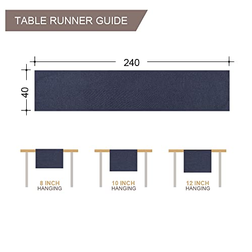 Chemin de table aspect lin de qualité supérieure bleu marine moderne - 8
