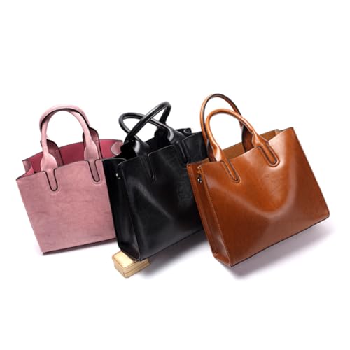 Sac à main femme vintage cabas fourre-tout en similicuir PU grand volume avec bandoulière
