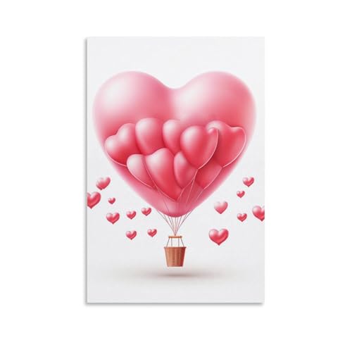 Toile murale cœur et ballon : décoration poétique pour votre chambre