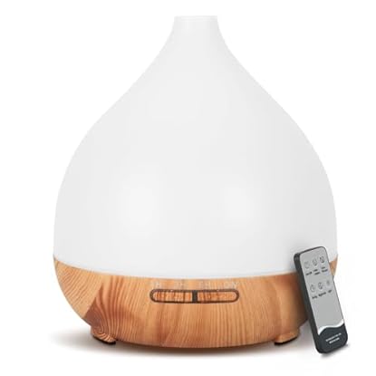 Foto di Cozary Diffusore di Oli Essenziali, 400ml Diffusore di Aromi Umidificatore Ambiente Con LED a 7 colori, Ultrasuoni Aromaterapia con Telecomando 3 Timer,Spegnimento automatico,Senza BPA