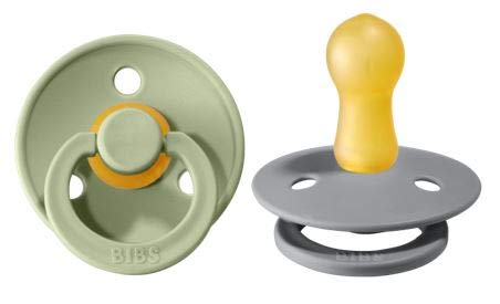 BIBS Baby Pacifier | BPA-Free Natural Rubber | Made in Denmark | Sage/Cloud 2-Pack (18-36 Months)
