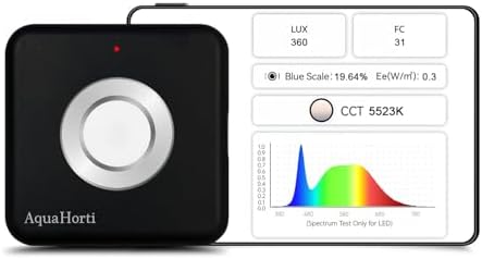 AquaHorti AH-300 Light Meter,Test LED Spectrum,CCT,LUX,Foot Candle,Blue Light Meter,LUX Distribution, Data Exported as a CSV File. AquaHorti
