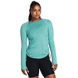 Under Armour Women's Motion Long Sleeve Longline Crew, (482) Radial Turquoise / / White, Small