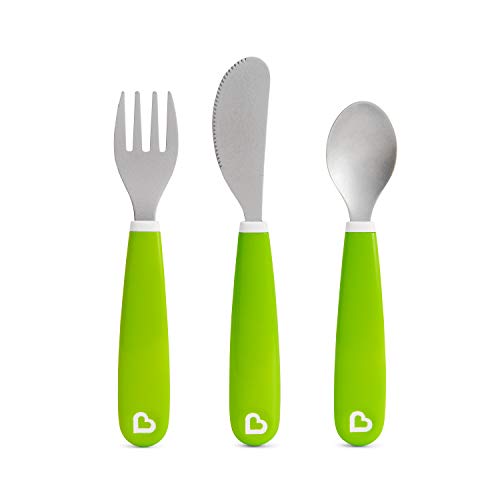 Munchkin Raise Toddler Fork & Spoon Set, Green