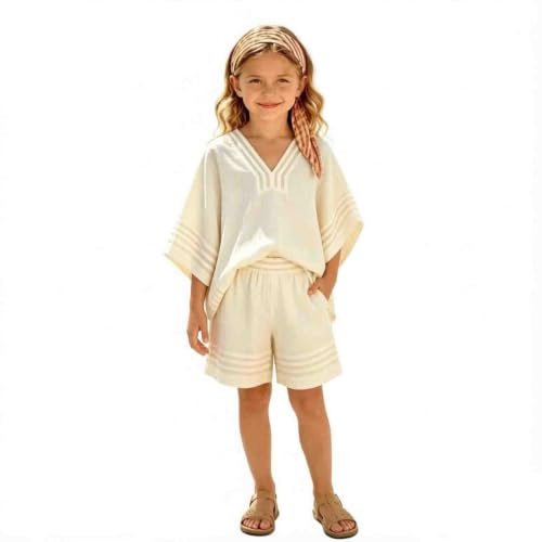 Conjunto de dos piezas a rayas para niña ideal para tardes de parque y playa