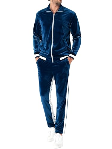 RPOVIG Velour Tracksuit Sweatsuit Velvet:Men's Jogging track suit
