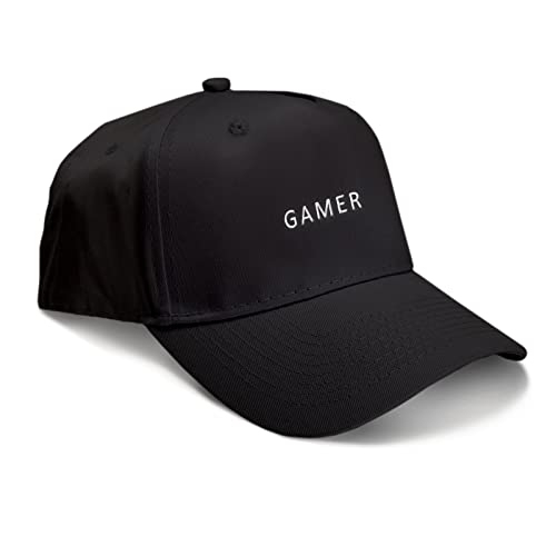 GotPrint Unisex Gaming Hats | Gamer Hat | Embroidered Baseball Cap | Summer Outdoor Adjustable Size 5 Panel High Profile Hats, Black