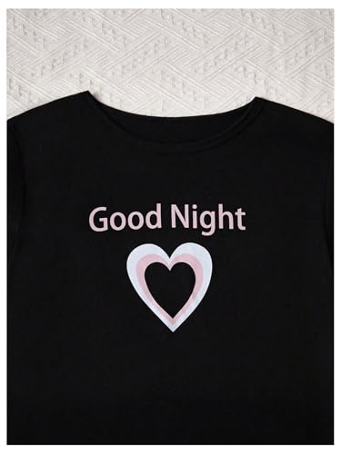 WDIRARA Women's 3 Piece Plaid Heart Print Pajama Set Short Sleeve Tee Lounge Shorts and Pants Sleepwear4