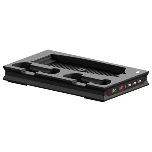 VIVIWI Vertical Cooling Stand With Double Controller Charging Station,Highly Speed Fan Cooling Station for P5 UHD Consoles