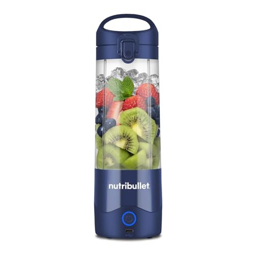 nutribullet Portable Blender in Navy - Powerful Extractor Blade 475ml Cup To-Go Lid USB-C Charging Cable & User Guide - Delivers 15+ Blending Cycles - Healthy Shakes On The Move