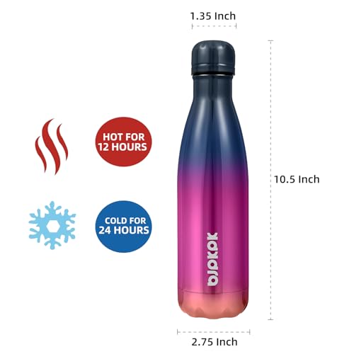 Image of BJPKPK 17 oz Insulated Water Bottle, Stainless Steel Flask, Leak Proof