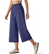 G4Free Chillwhisp Flowy Capri Pants for Women Lightweight Wide Leg Palazzo Cropped Pants Elastic ...