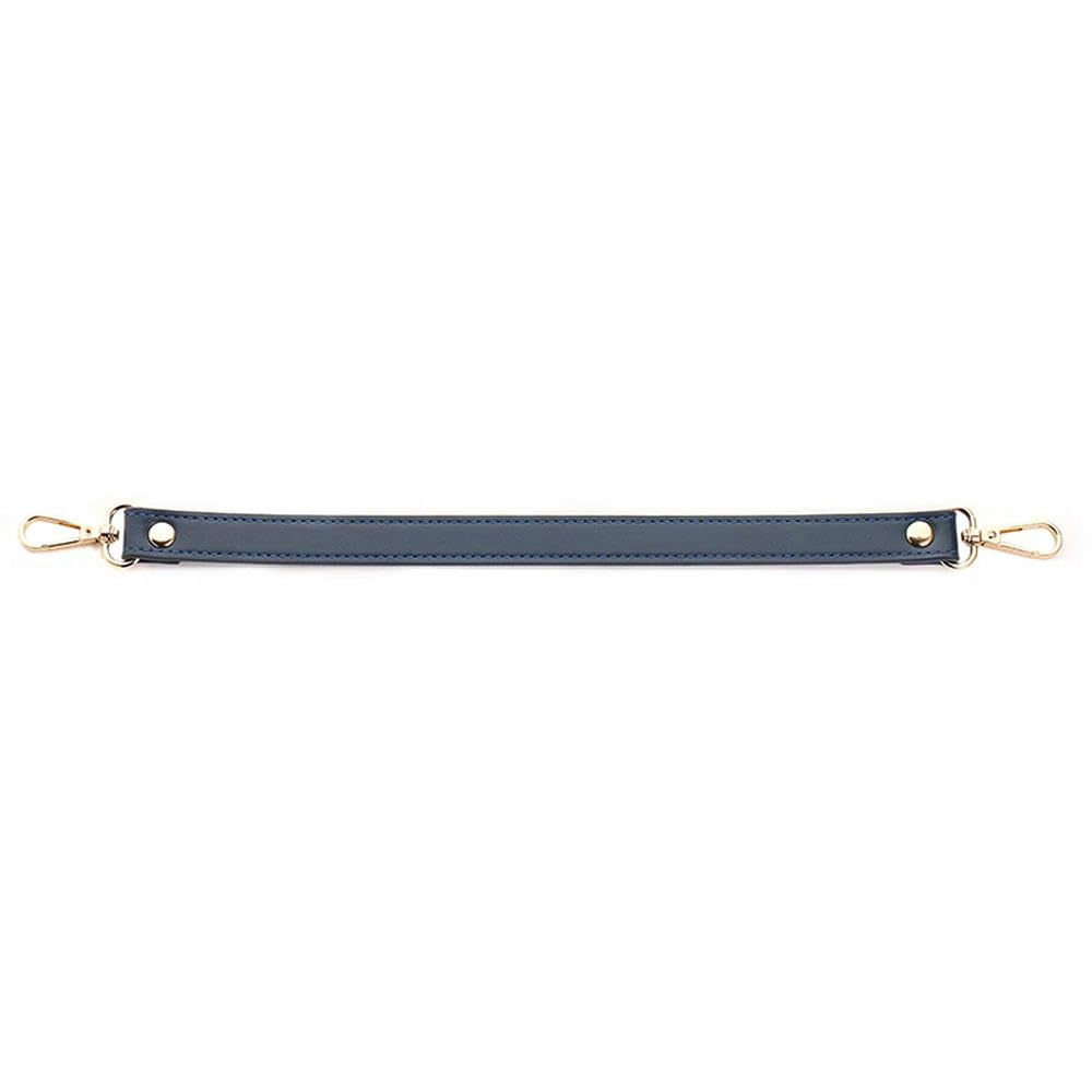 Sangle pour sac à main en cuir véritable 36 cm bleu foncé avec mousquetons argentés