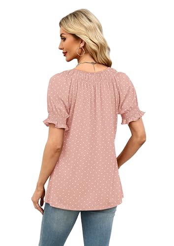 Image of WIHOLL Womens Short Sleeve Square Neck Summer Tops Dressy Casual Blouses Trendy Clothes 2026