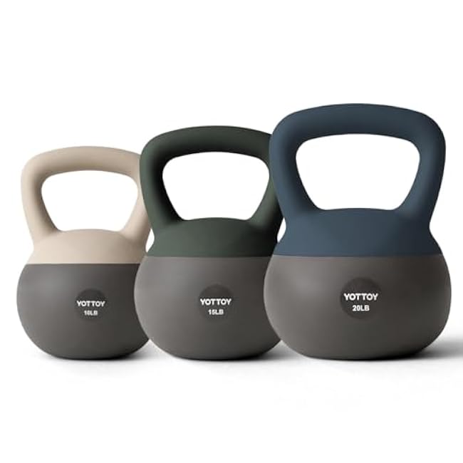 YOTTOY Soft Kettlebell, Set for Strength Training Kettlebells & Home Workouts, Soft-Sided Cushioned Base, Wide-Handle - Ideal for Men, Women, & Beginners