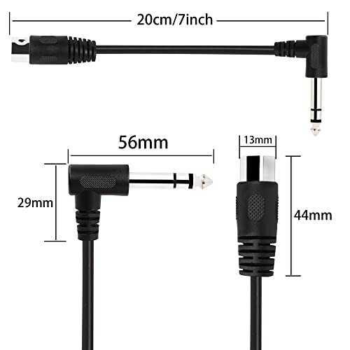 1/4 Inch to DIN 5 Pin Cable 90 Degree 6.35mm Male to MIDI 5Pin Male TRS Stereo Audio Cable for Speaker, Amplifier, Mixe, MIDI Keyboard etc (20 cm)