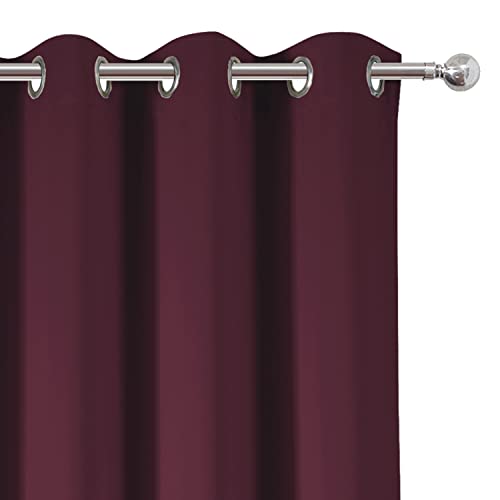 Image of LEMOMO Blackout Curtains 66 x 84 inch /Burgundy Red Curtains Set of 2 Panels /Thermal Insulated Room Darkening Bedroom Curtains