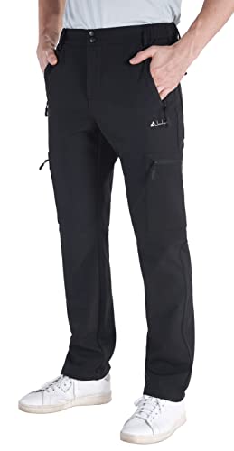 clothin Men's Insulated Pants Fleece Lined Snow Pants Softshell Water and Wind-Resistant